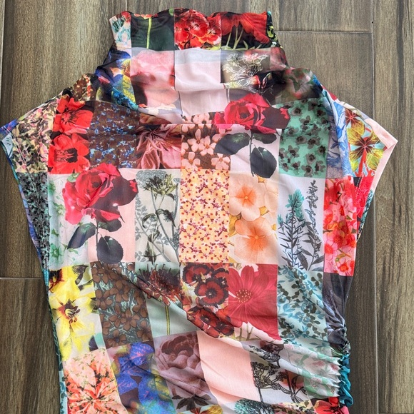 NWT Anthropologie The Maya Ruched Cowl-Neck Dress NWT in Mesh Floral - Picture 4 of 11